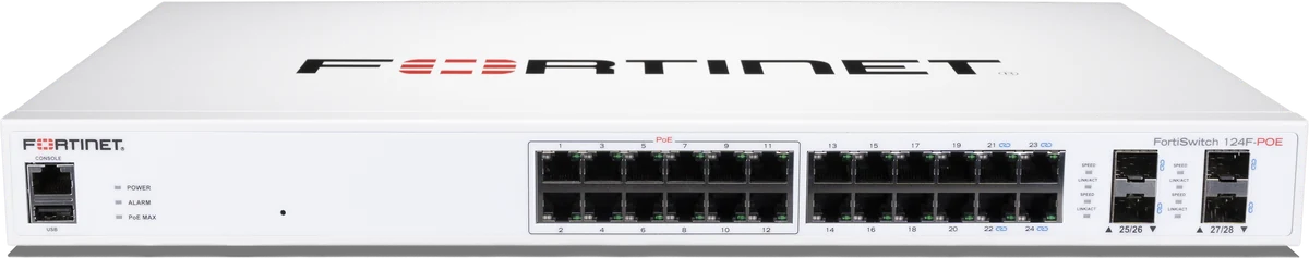 FortiSwitch-124F-POE, front-top